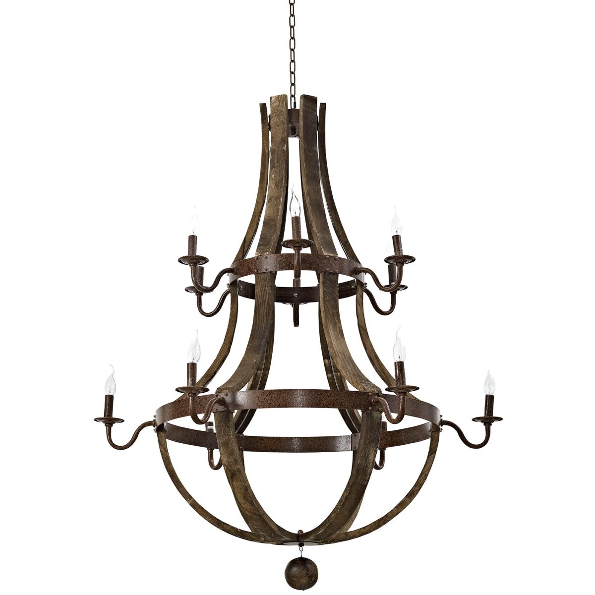 25W Trebuchet Modern Vintage Chandelier - Brown - Wood & Metal - BUILDMYPLACE