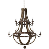 25W Trebuchet Modern Vintage Chandelier - Brown - Wood & Metal - BUILDMYPLACE