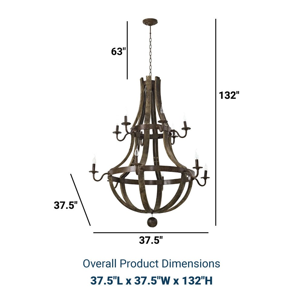 25W Trebuchet Modern Vintage Chandelier - Brown - Wood & Metal - BUILDMYPLACE