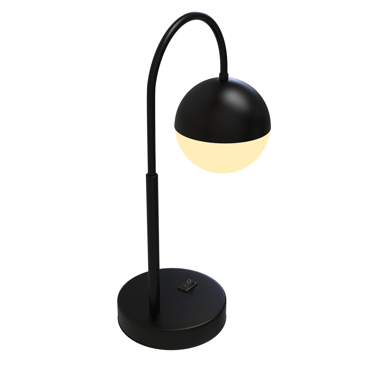 26 in. Black Arc Table Lamp with Black/White Sphere Shade, Material Iron & glass, E26 1 x 60W (Bulb Not Included) - BUILDMYPLACE