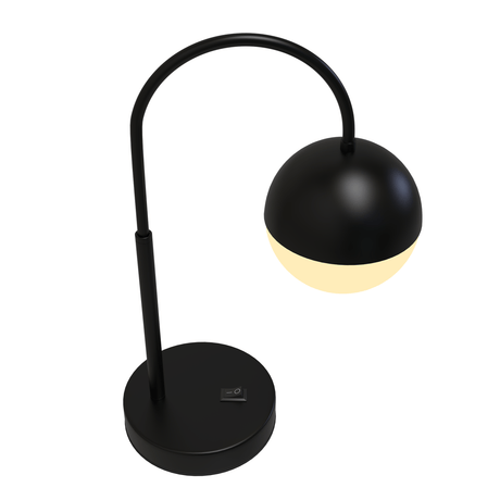 26 in. Black Arc Table Lamp with Black/White Sphere Shade, Material Iron & glass, E26 1 x 60W (Bulb Not Included) - BUILDMYPLACE