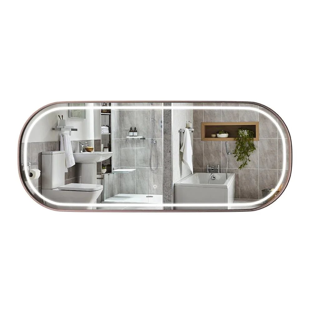 26 in. X 63 in. LED Lighted Bathroom Vanity Mirror with Rose Gold Frame, CRI 90+, Anti - Fog Adjustable Color Temperature & Remembrance, Lighted Makeup Mirrors, Realx Style - BUILDMYPLACE