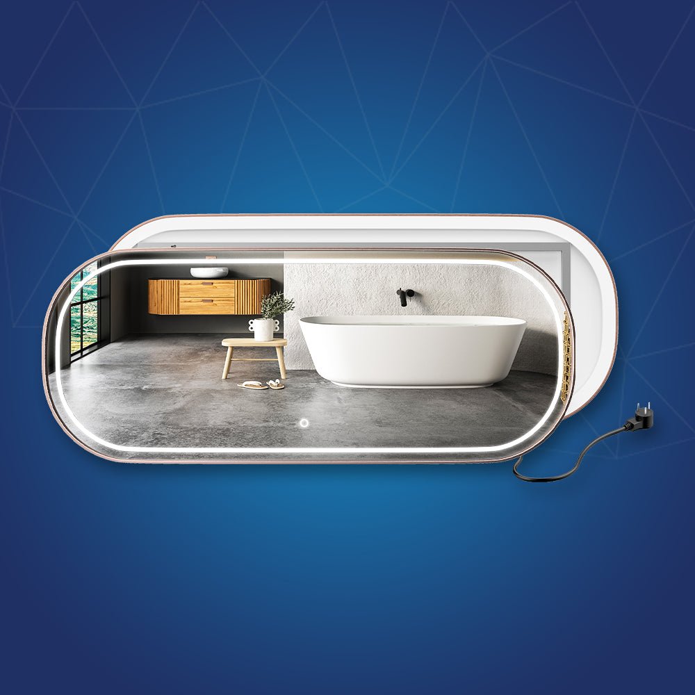 26 in. X 63 in. LED Lighted Bathroom Vanity Mirror with Rose Gold Frame, CRI 90+, Anti - Fog Adjustable Color Temperature & Remembrance, Lighted Makeup Mirrors, Realx Style - BUILDMYPLACE