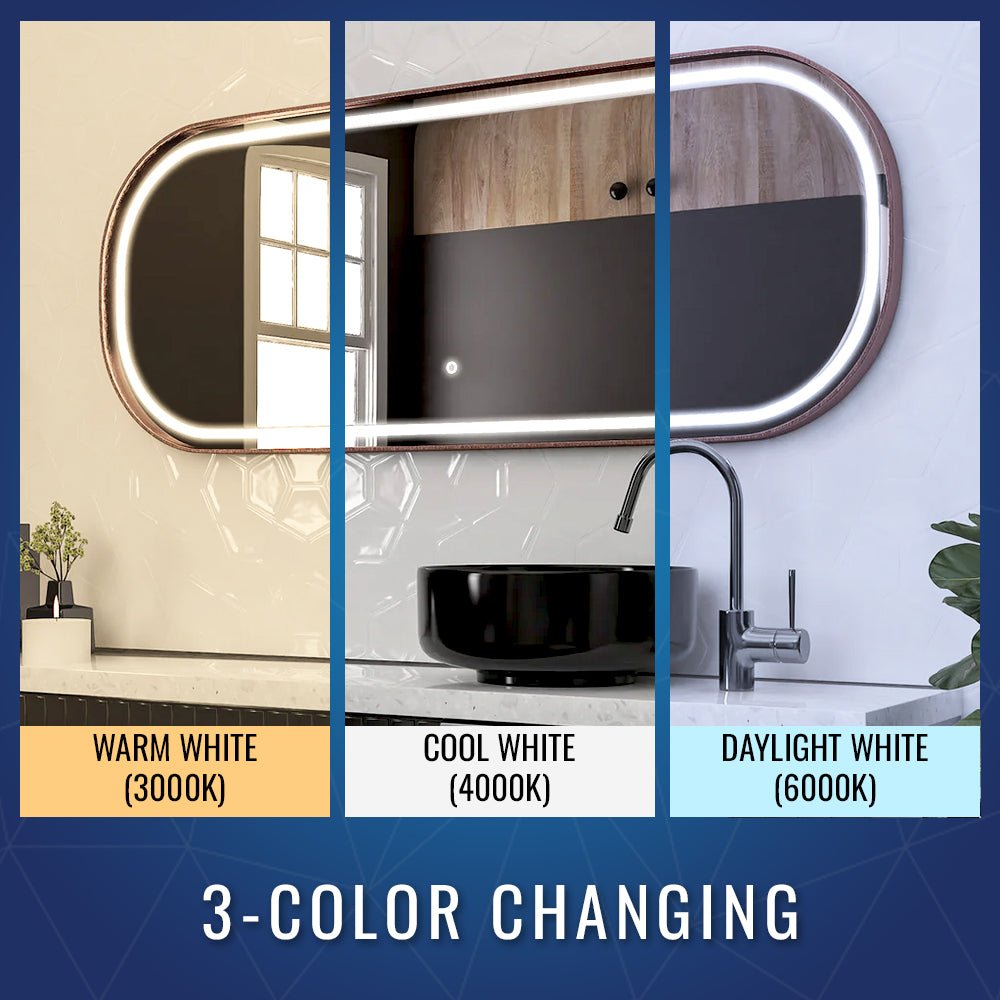 26 in. X 63 in. LED Lighted Bathroom Vanity Mirror with Rose Gold Frame, CRI 90+, Anti - Fog Adjustable Color Temperature & Remembrance, Lighted Makeup Mirrors, Realx Style - BUILDMYPLACE