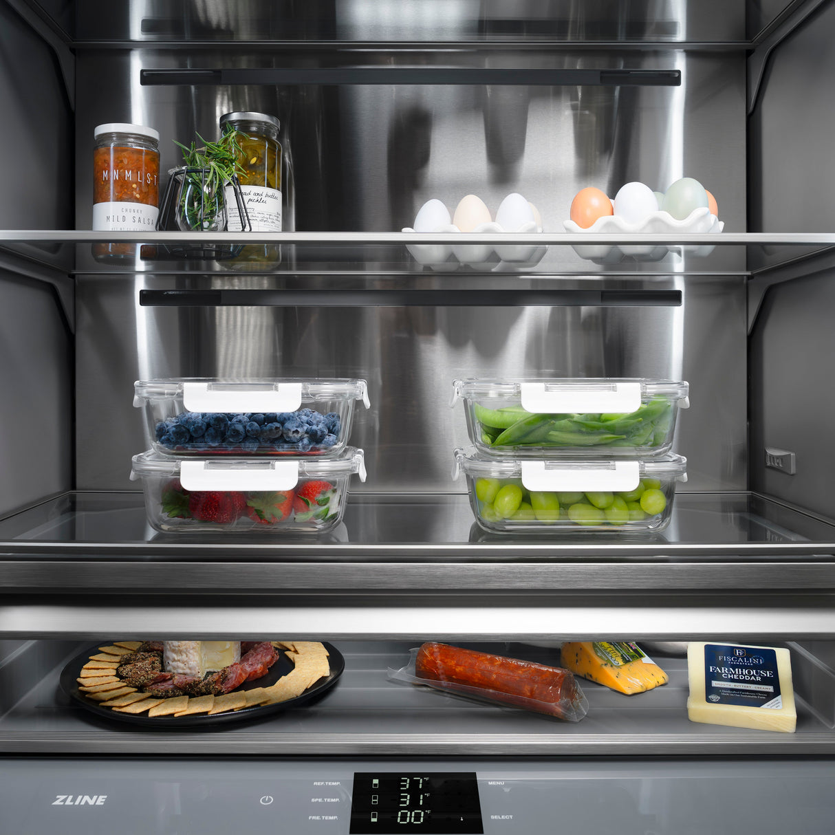 ZLINE 30 in. 16.1 cu. ft. Panel Ready Built-In Bottom Freezer Refrigerator with Water Dispenser and Ice Maker with Graphite Gray Interior (GRBIV-30)