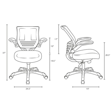 26"L x 26"W x 37 - 41"H - Edge Mesh Computer Desk Office Chair with Lumbar Support & Flipup Arms - BUILDMYPLACE