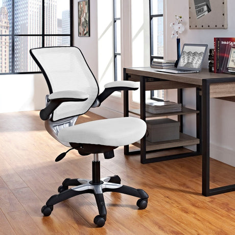 26"L x 26"W x 37 - 41"H - Edge Mesh Computer Desk Office Chair with Lumbar Support & Flipup Arms - BUILDMYPLACE