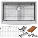 27 - inch Apron - front Workstation Farmhouse Kitchen Sink 16 Gauge Stainless Steel Single Bowl - BUILDMYPLACE