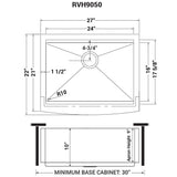 27 - inch Apron - front Workstation Farmhouse Kitchen Sink 16 Gauge Stainless Steel Single Bowl - BUILDMYPLACE