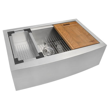 27-inch Apron-front Workstation Farmhouse Kitchen Sink 16 Gauge Stainless Steel Single Bowl