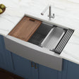 27 - inch Apron - front Workstation Farmhouse Kitchen Sink 16 Gauge Stainless Steel Single Bowl - BUILDMYPLACE