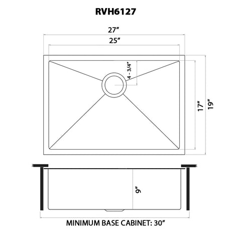 27 - inch Undermount Stainless Steel Kitchen Sink 16 Gauge Single Bowl - BUILDMYPLACE