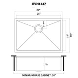 27 - inch Undermount Stainless Steel Kitchen Sink 16 Gauge Single Bowl - BUILDMYPLACE