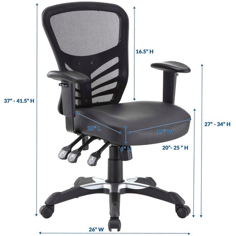 27.5"L x 26"W x 37 - 41.5"H - Articulate Adjustable Armrest Office Chair in Black (Vinyl Seat) - BUILDMYPLACE