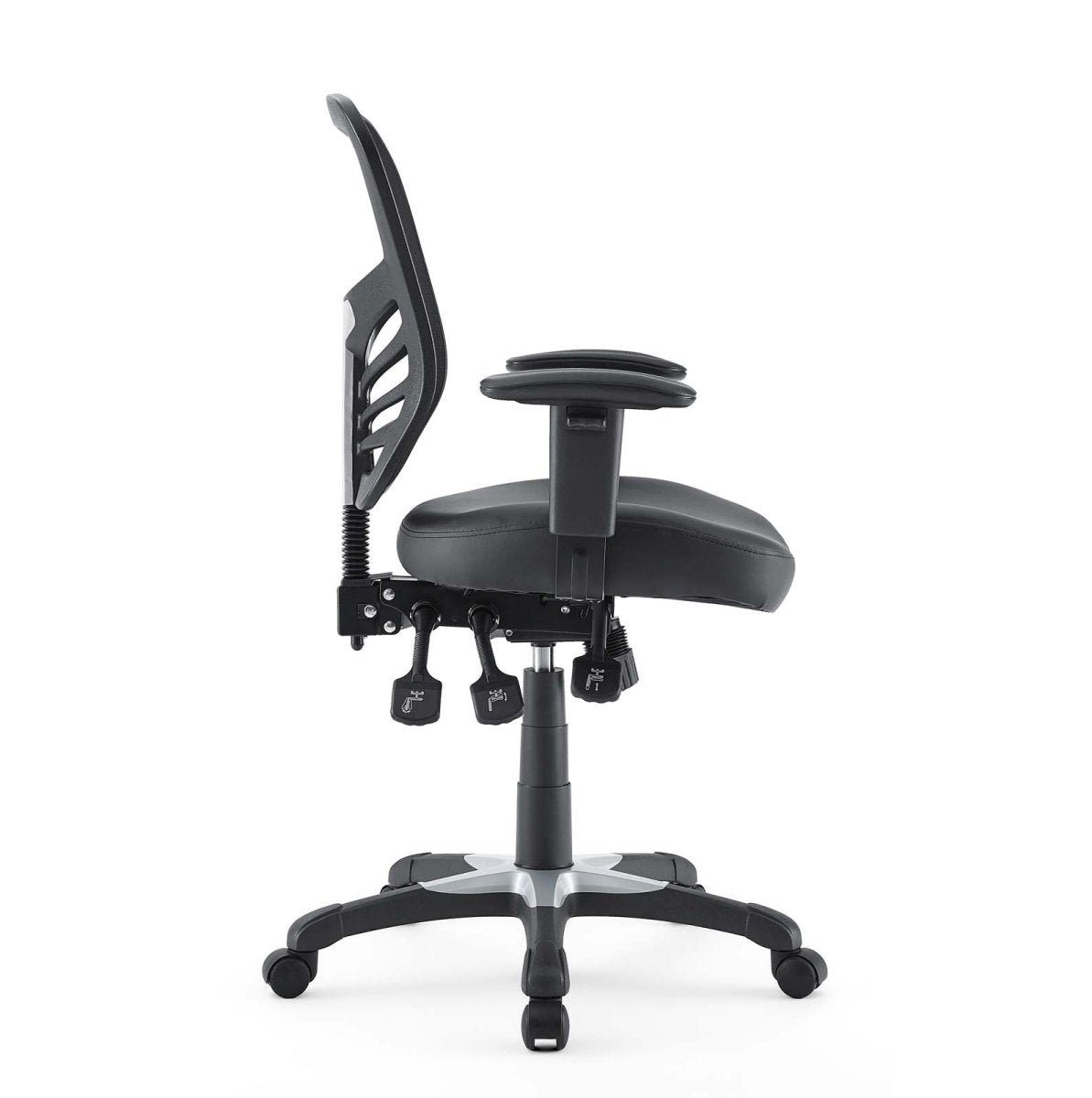 27.5"L x 26"W x 37 - 41.5"H - Articulate Adjustable Armrest Office Chair in Black (Vinyl Seat) - BUILDMYPLACE