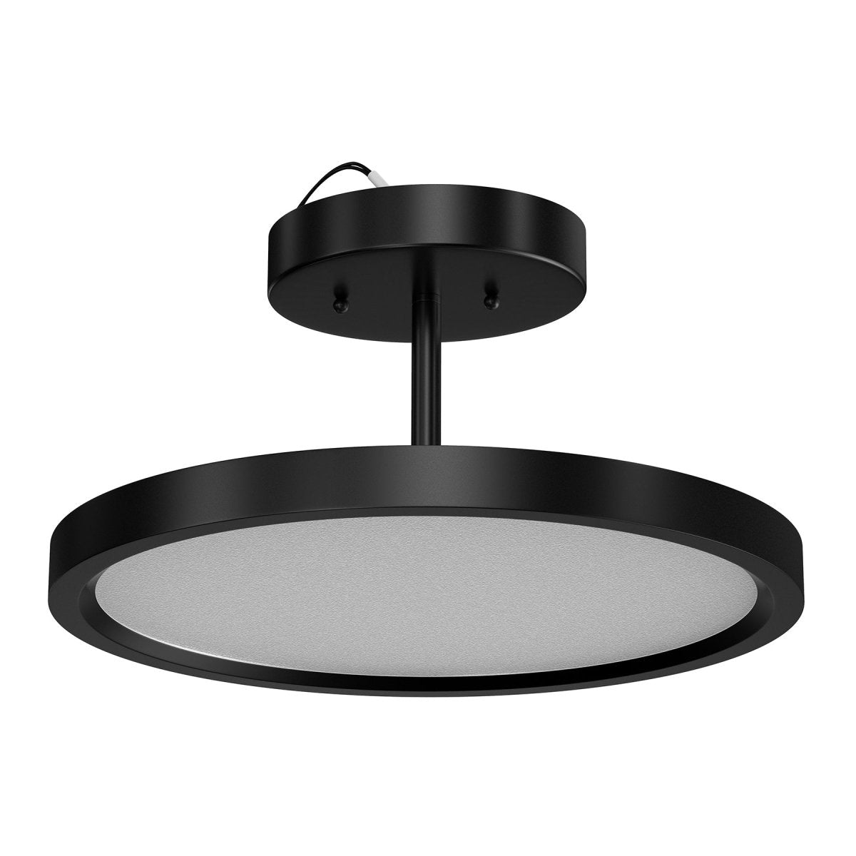 28W Round Shape LED Semi Flush Mount Ceiling Lights, Matte Black Finish with White Acrylic Shade, 1950LM, Dimmable - BUILDMYPLACE