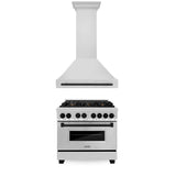 ZLINE 36" Autograph Edition Kitchen Package with Stainless Steel Dual Fuel Range and Range Hood with Matte Black Accents (2AKP-RARH36-MB)