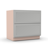 Liberty Shaker Ashen - 36 Inch Double Drawer Base Cabinet - 36" Width x 34.5" Height x 24" Depth