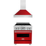 ZLINE 30 in. Kitchen Package with Stainless Steel Gas Range with DuraSnow Door and Convertible Vent Range Hood (2KP-RGSRGRH30)