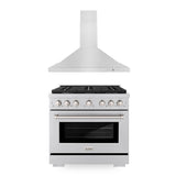 ZLINE 36" Kitchen Package with Stainless Steel Gas Range and Convertible Vent Range Hood (2KP-SGRRH36)