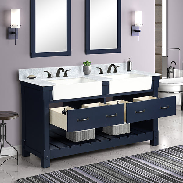 Bathroom Vanity in Navy Blue With Sink - Premium Farmington Family