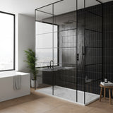 SMC / Solid Surface Shower Base Tray 60" × 32" - with Side Drain Hole, Drain Cover & Waste