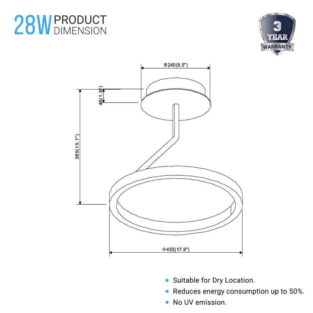 dimmable-28w-3000k-aluminum-body-finish-modern-style-circular-ceiling-lights