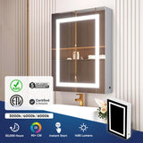 LED Lighted Bathroom Mirror Medicine Cabinet, Single Sided Vanity Mirror, On/Off Switch, Wall Mounted Makeup Mirror with Light