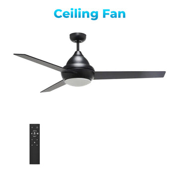 KENDRICK 52" In. Black/Black 3 Blade Smart Ceiling Fan with LED Light Kit Works with LED Light Kit & Remote Control