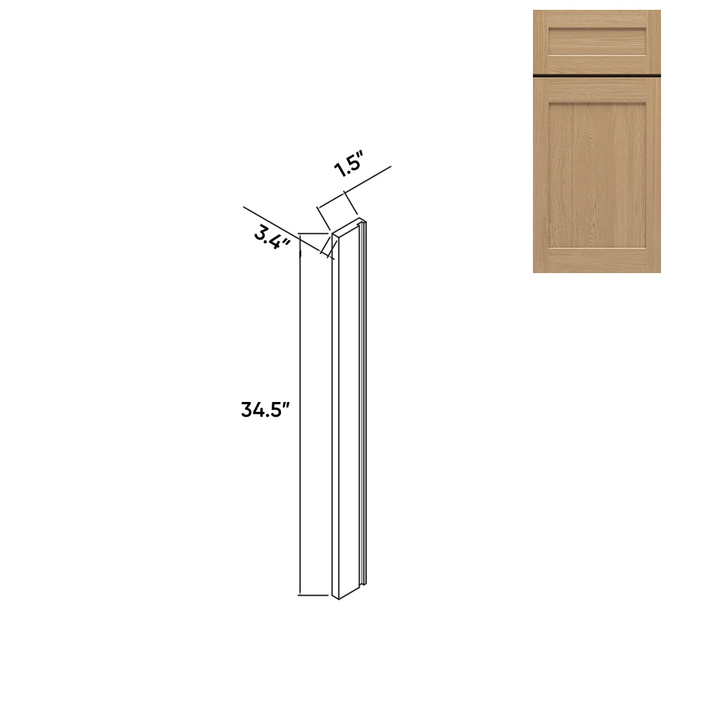 RTA - Oak Shaker - 1 1/2"W - Wood Return - 1.5"W x 34.5"H x 0.75"D - OS-DWR1 1/2