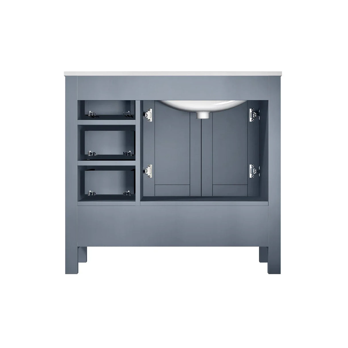 Jacques Dark Grey Freestanding Bathroom Vanity with White Carrara Marble Top, White Square Sink