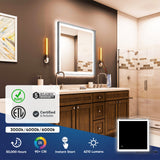 Bathroom Led Vanity Mirror with Frame, Dimmable Touch Switch Control, Anti-Fog Wall Mounted Makeup Mirror