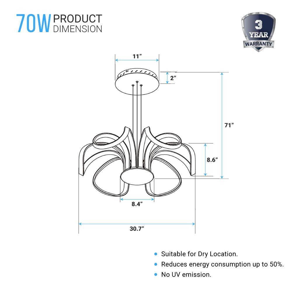 unique-chandeliers-70w-3000k-led-pendant