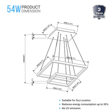 54w-3000k-dimmable-two-tier-square-led-modern-chandelier-lights