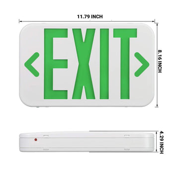 Green LED Exit Sign, Double Sided, 4W, UL,CUL, AC 120V-277V, 90-min Backup Battery, Exit Light for Business, Residential