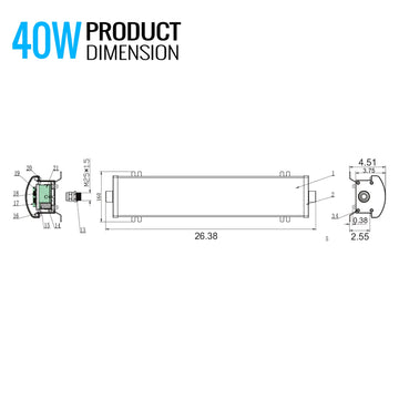 40 Watt 2FT LED Explosion Proof Low Bay Linear Light, FLF Series, 0-10V Dimming, 5000K, 5600LM, AC100-277V, IP66, Hazardous Location Lighting Fixtures