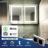 LED Lighted Bathroom Mirror Medicine Cabinet, Single Sided Vanity Mirror, On/Off Switch, Wall Mounted Makeup Mirror with Light