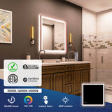 Bathroom Led Vanity Mirror with Frame, Dimmable Touch Switch Control, Anti-Fog Wall Mounted Makeup Mirror