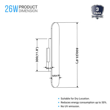 LED Wall Sconce Fixture, Dimmable, 3000K (Warm White), Brushed Brown (W2174-M)