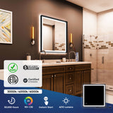 Bathroom Led Vanity Mirror with Frame, Dimmable Touch Switch Control, Anti-Fog Wall Mounted Makeup Mirror