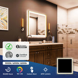 Bathroom Led Vanity Mirror with Frame, Dimmable Touch Switch Control, Anti-Fog Wall Mounted Makeup Mirror