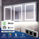 LED Lighted Bathroom Mirror Medicine Cabinet, Single Sided Vanity Mirror, On/Off Switch, Wall Mounted Makeup Mirror with Light