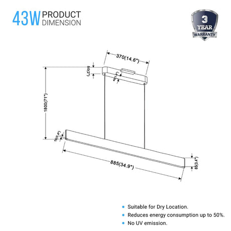 led-kitchen-island-light-chandelier-43w-3000k