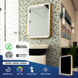 LED Lighted Bathroom Vanity Mirror With Shelf, Wall-Mounted, Touch Switch,  Anti-Fog Adjustable Color Temperature & Remembrance, CRI 90+, Lighted Makeup Mirrors, Raven Style