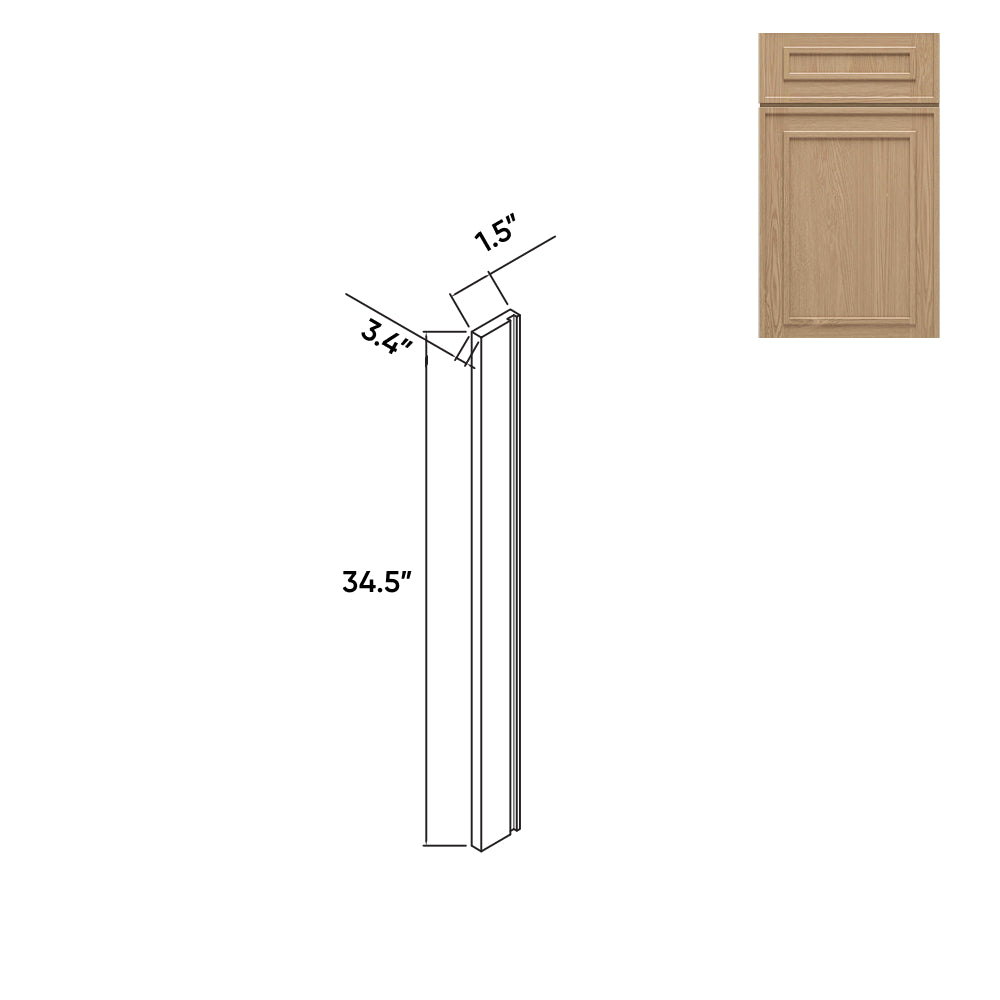 RTA - Elegant Shaker Oak - 1 1/2"W - Wood Return - 1.5"W x 34.5"H x 0.75"D