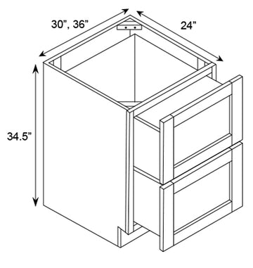 RTA - Slim Shaker Oatmeal - Double Drawer Base Cabinets - 30