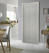 Pantry Kitchen Door with Hardware | Quadro 4111 Grey Ash | Single Panel Frame Trims | Bathroom Bedroom Sturdy Doors