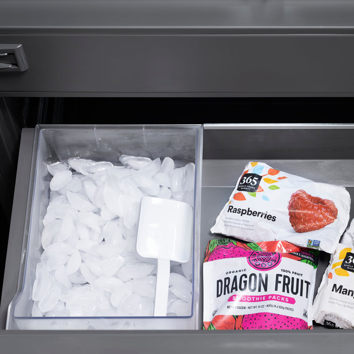 ZLINE Autograph Edition 36 in. 19.6 cu. ft. French Door Built-In Bottom Freezer Refrigerator with Water Dispenser and Ice Maker in White Matte with Graphite Gray Interior and Matte Black Accents (GRBIVZ-WM-36-MB)