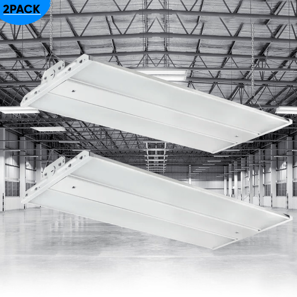 2FT LED Linear High Bay Shop Light, 110W, 5700K, 15000LM, 120 - 277VAC, 0 - 10V Dim, UL DLC Listed, Linear Hanging Light for Warehouse Workshops - 2 Pack - BUILDMYPLACE