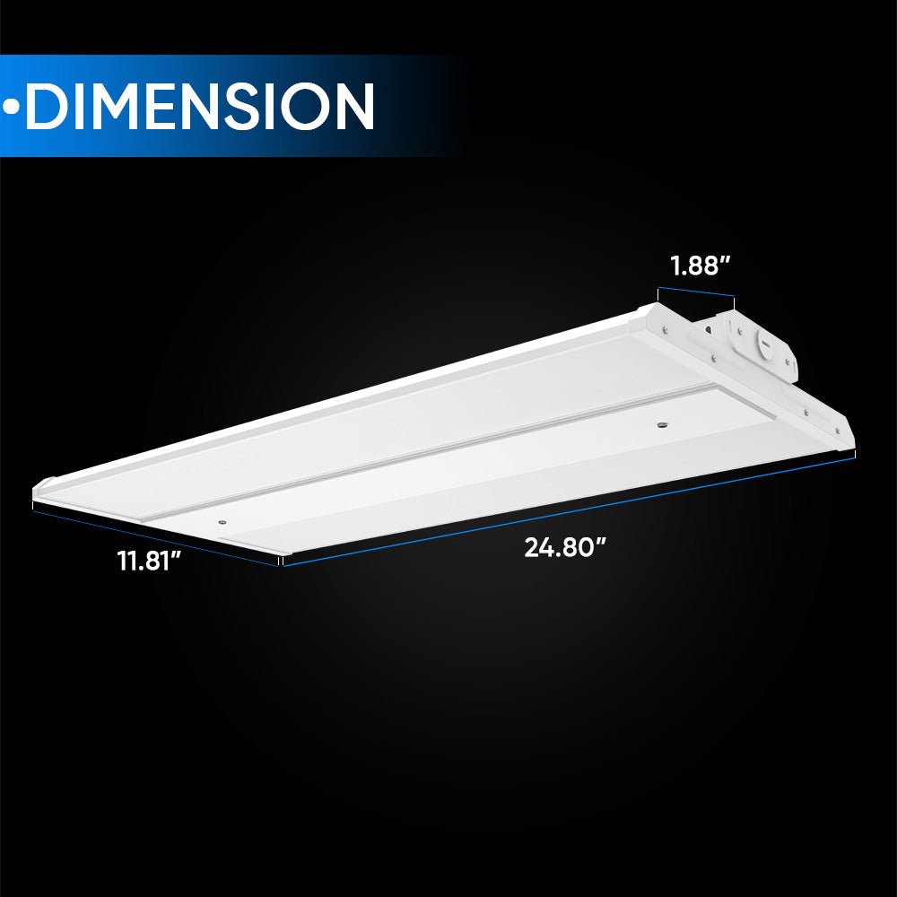 2FT LED Linear High Bay Shop Light, 110W, 5700K, 15000LM, 120 - 277VAC, 0 - 10V Dim, UL DLC Listed, Linear Hanging Light for Warehouse Workshops - 2 Pack - BUILDMYPLACE